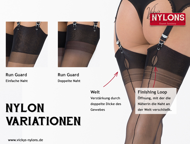 Variaties van nylons - welt, runguard en key-hole