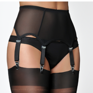 Retro Powermesh, 6 Jarretels - zwart