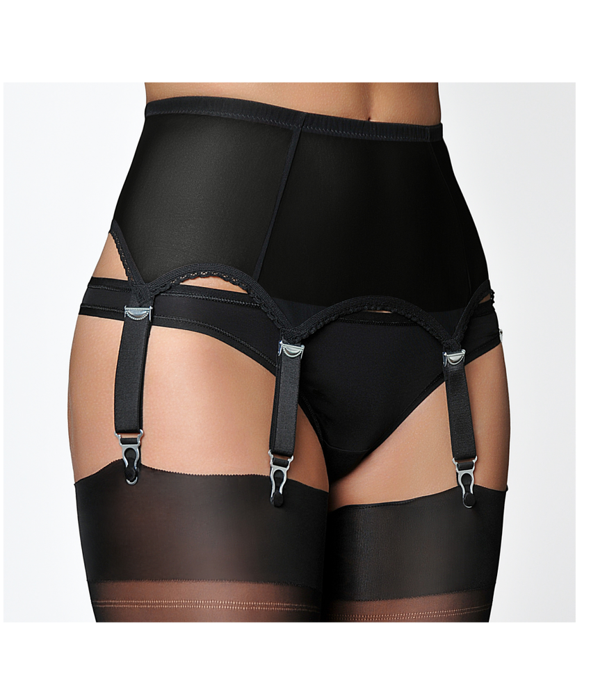 Retro Ondoorzichtig, 6 Jarretelles – zwart