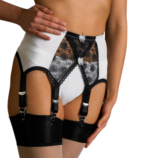 Crossover, 6 bandjes - Wit met zwart kant