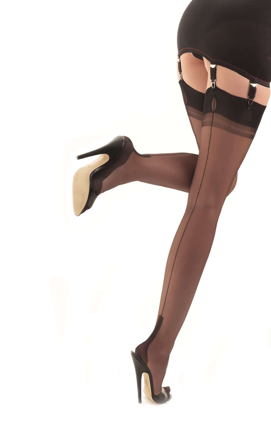 Cubaanse Fully Fashioned Nylons met naad - zwart - Afbeelding 7