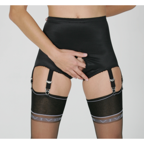 Desiree' Ouvert inlegkruisje - zwart met 6 bandjes - Afbeelding 2