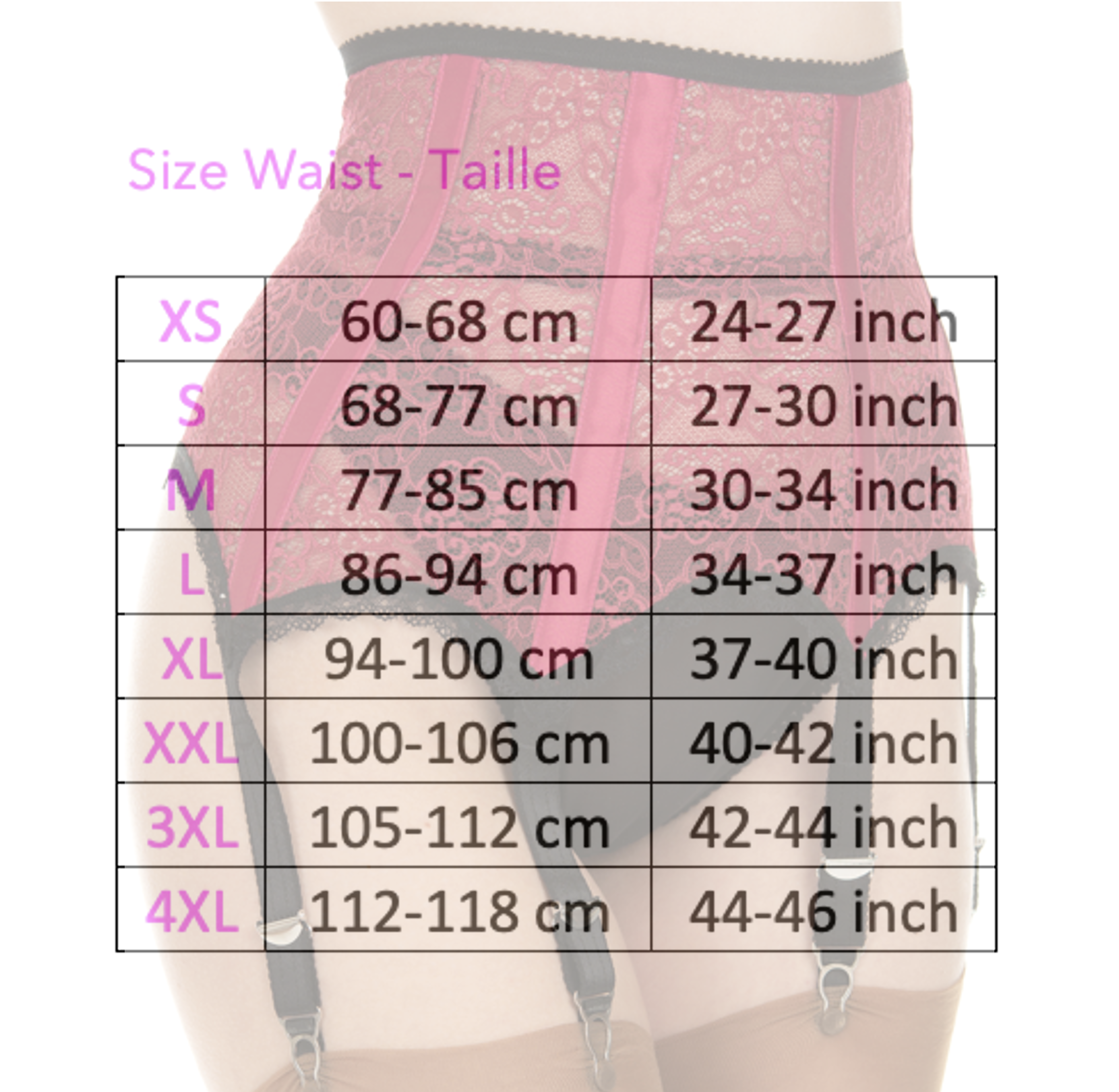 Sexy retro jarretelgordel met meerdere bandjes met metalen clips - zwart doorschijnend - Afbeelding 2