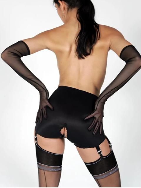 Desiree' Ouvert inlegkruisje - zwart met 6 bandjes - Afbeelding 3