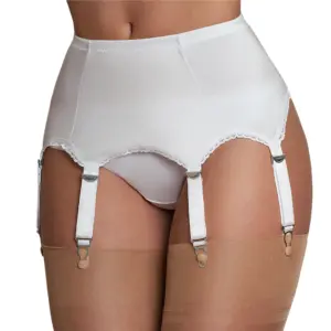Retro Ondoorzichtig, 6 Jarretelles - wit